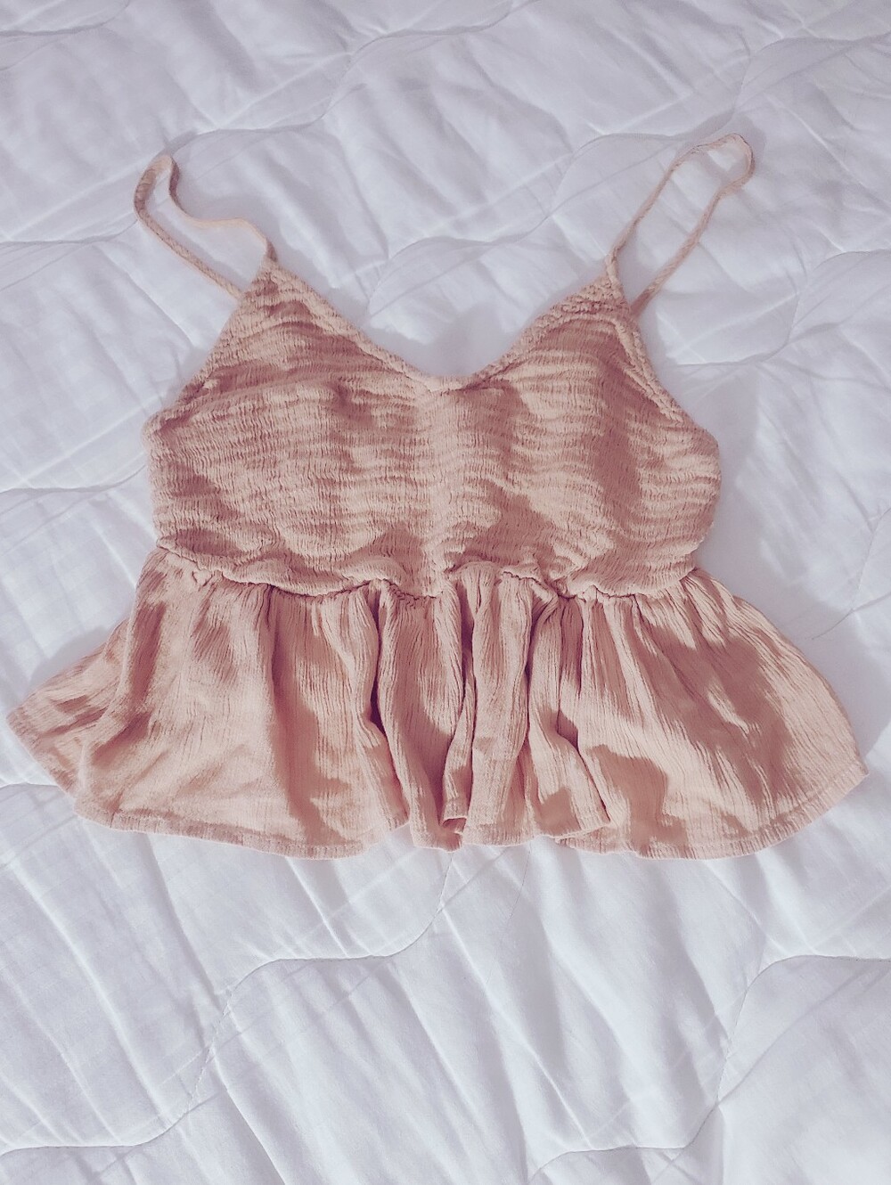 Cute KIWI AND PUNCH Bohemian Smocked Peplum Pleated Crop Top